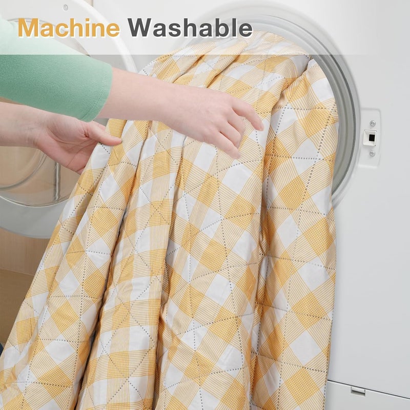 WILLOW WEAVE Picnic Blanket, 80''x80'' Waterproof Outdoor Blankets, Picnic Mat Washable for Beach, Picnic Blankets for Camping on Grass with Shoulder Strap - Yellow & White - Image 5